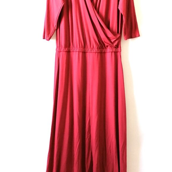 Soft Surroundings Pink Open Drape Back Side Slit Maxi Dress Size Tall L - Picture 5 of 7